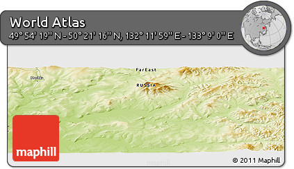 Physical Panoramic Map of the Area around 50° 7' 47" N, 132° 40' 30" E