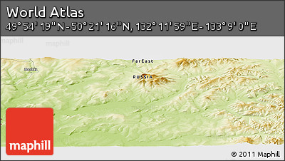 Physical Panoramic Map of the Area around 50° 7' 47" N, 132° 40' 30" E