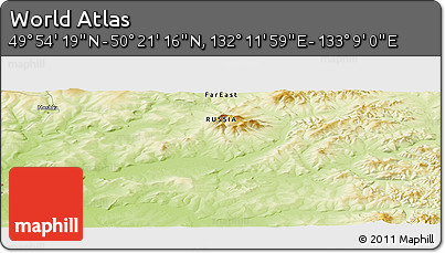 Physical Panoramic Map of the Area around 50° 7' 47" N, 132° 40' 30" E