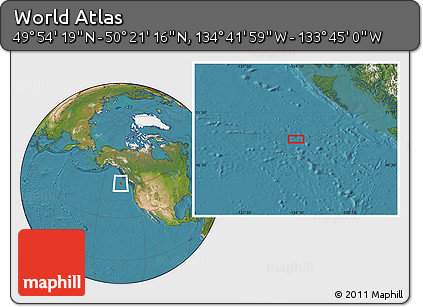 Satellite Location Map of the Area around 50° 7' 47" N, 134° 13' 29" W