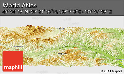 Physical Panoramic Map of the Area around 50° 7' 47" N, 139° 28' 29" E