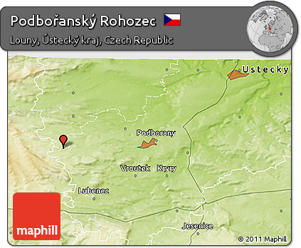 Physical 3D Map of Podbořanský Rohozec