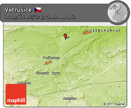 Physical 3D Map of Větrušice