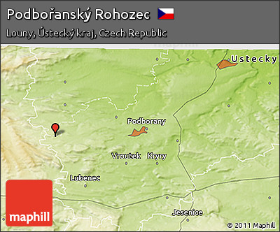 Physical 3D Map of Podbořanský Rohozec