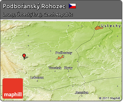Physical 3D Map of Podbořanský Rohozec