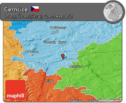 Political 3D Map of Černčice