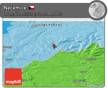 Political 3D Map of Nečemice