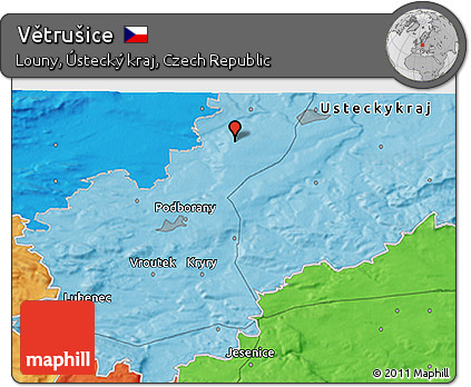 Political 3D Map of Větrušice