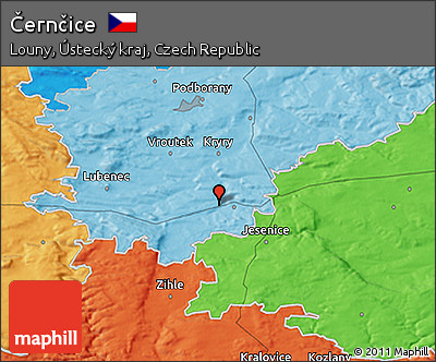 Political 3D Map of Černčice