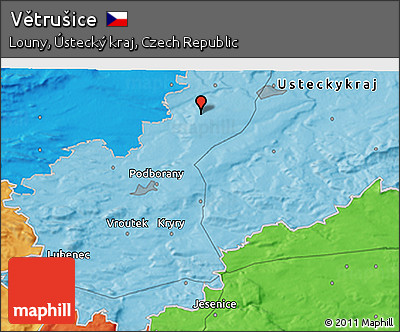 Political 3D Map of Větrušice