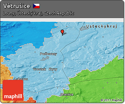 Political 3D Map of Větrušice