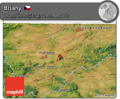 Satellite 3D Map of Blšany