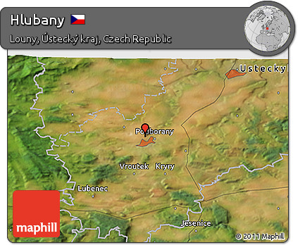 Satellite 3D Map of Hlubany
