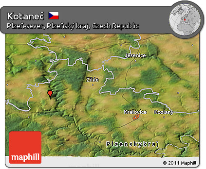 Satellite 3D Map of Kotaneč