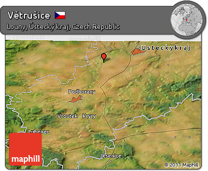 Satellite 3D Map of Větrušice