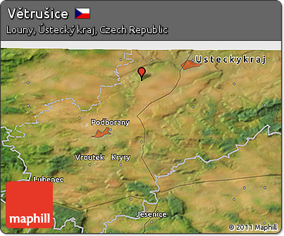 Satellite 3D Map of Větrušice