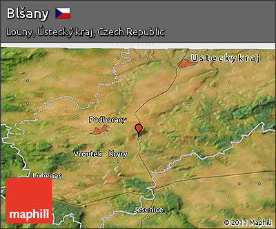 Satellite 3D Map of Blšany