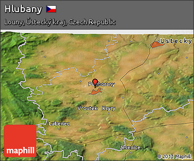 Satellite 3D Map of Hlubany