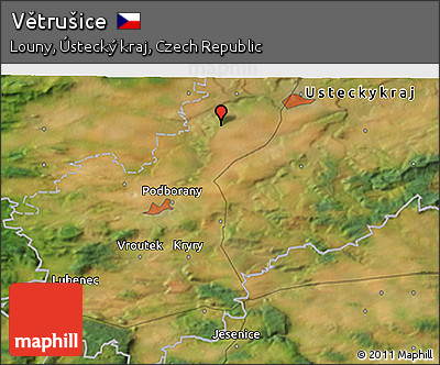 Satellite 3D Map of Větrušice