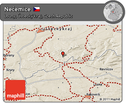 Shaded Relief 3D Map of Nečemice