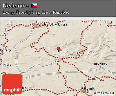 Shaded Relief 3D Map of Nečemice