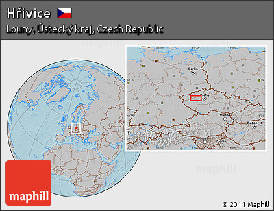 Gray Location Map of Hřivice, hill shading