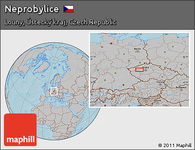 Gray Location Map of Neprobylice, hill shading