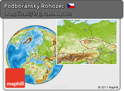 Physical Location Map of Podbořanský Rohozec