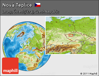 Physical Location Map of Nová Teplice
