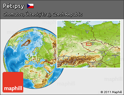 Physical Location Map of Pětipsy