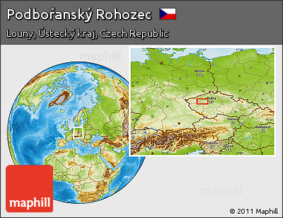 Physical Location Map of Podbořanský Rohozec