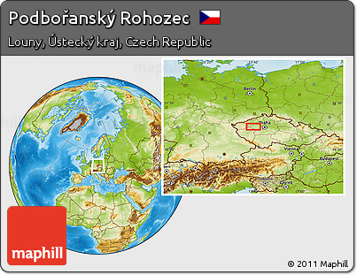 Physical Location Map of Podbořanský Rohozec