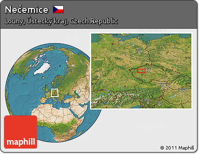 Satellite Location Map of Nečemice
