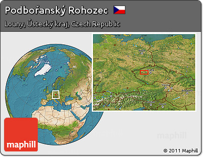 Satellite Location Map of Podbořanský Rohozec