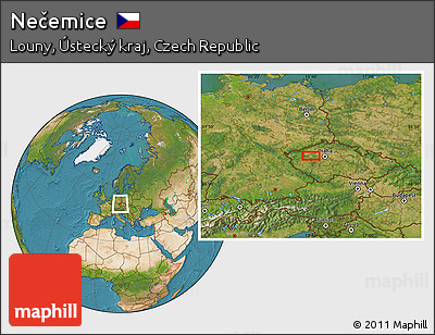 Satellite Location Map of Nečemice