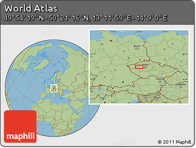 Savanna Style Location Map of the Area around 50° 7' 47" N, 13° 40' 30" E