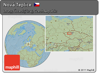 Savanna Style Location Map of Nová Teplice, hill shading