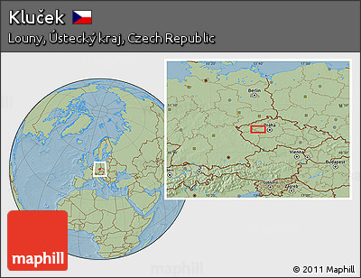 Savanna Style Location Map of Kluček, hill shading