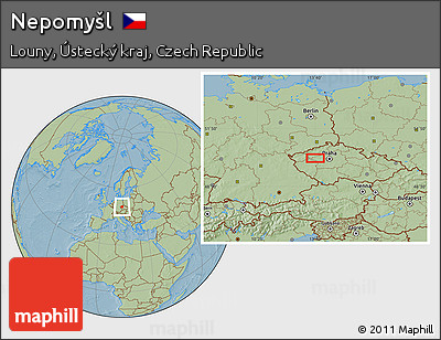 Savanna Style Location Map of Nepomyšl, hill shading