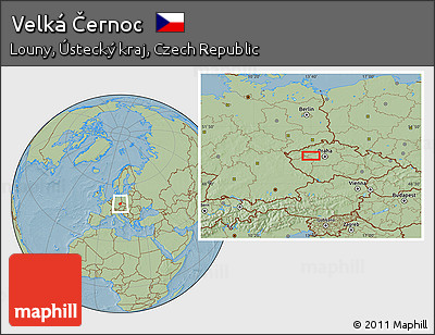 Savanna Style Location Map of Velká Černoc, hill shading