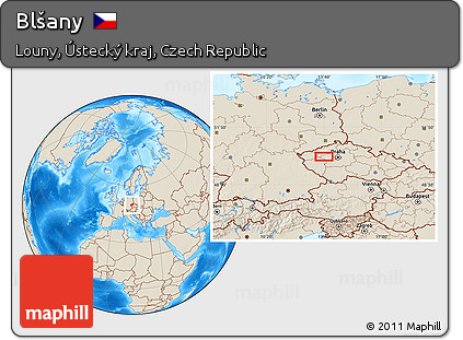 Shaded Relief Location Map of Blšany