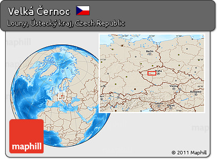 Shaded Relief Location Map of Velká Černoc