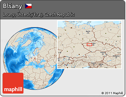 Shaded Relief Location Map of Blšany