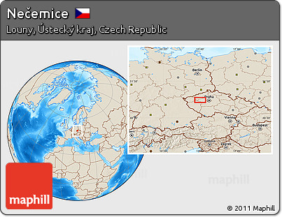 Shaded Relief Location Map of Nečemice