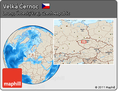 Shaded Relief Location Map of Velká Černoc