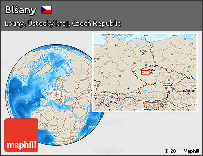 Shaded Relief Location Map of Blšany