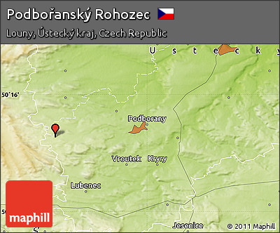 Physical Map of Podbořanský Rohozec