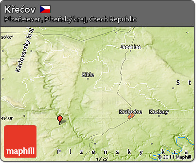 Physical Map of Křečov