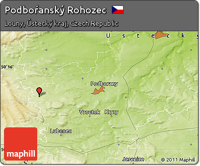 Physical Map of Podbořanský Rohozec