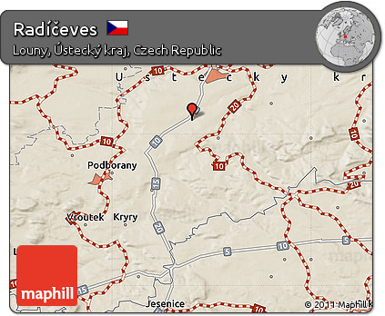 Shaded Relief Map of Radíčeves